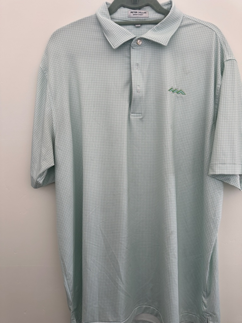 Peter Millar Light Mint Green Micro-Check Polo
